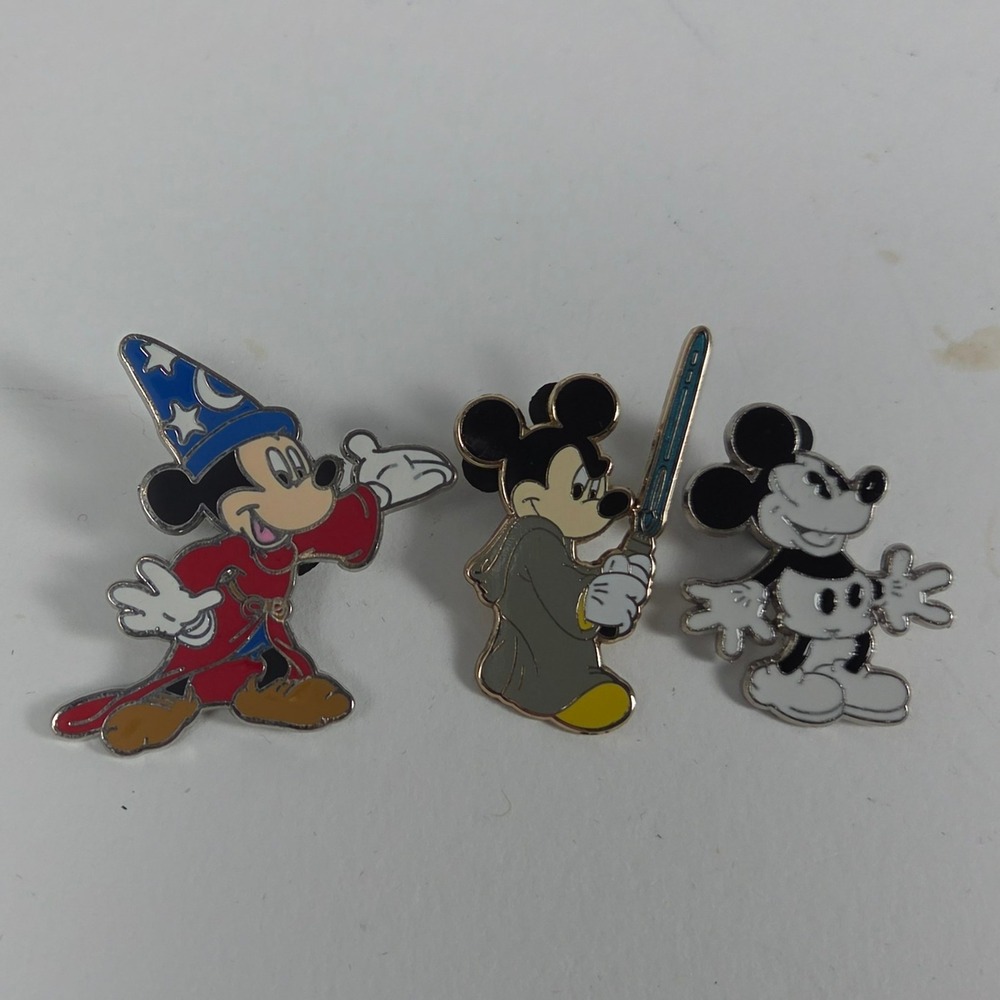 Disney Mickey Mouse Pin Lot 3 Sorcerer Jedi Star Wars Pie Eyed 2006 2008 2009
